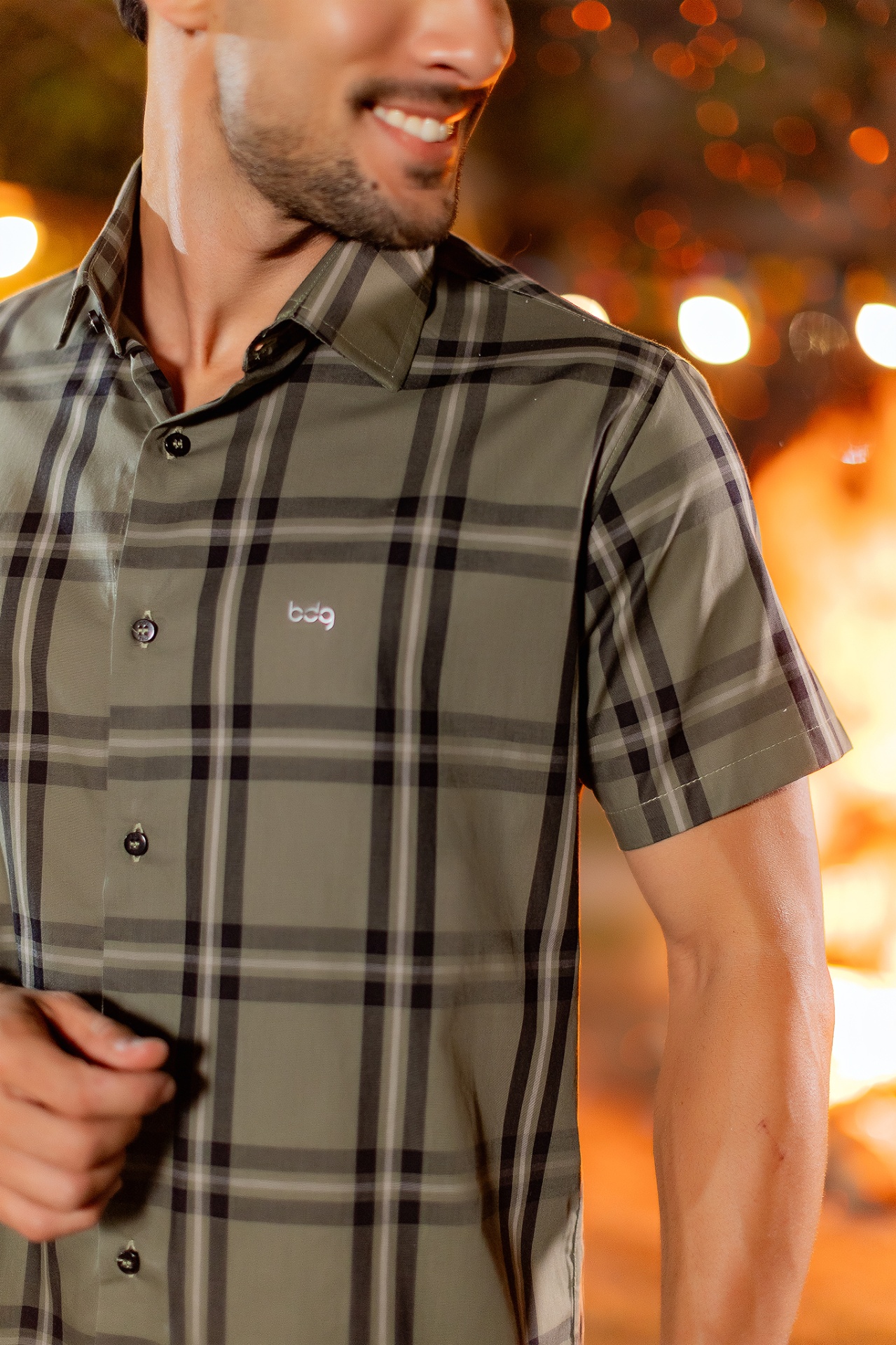 Look BDG xadrez verde militar